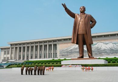 Soldiers at North Korea monument