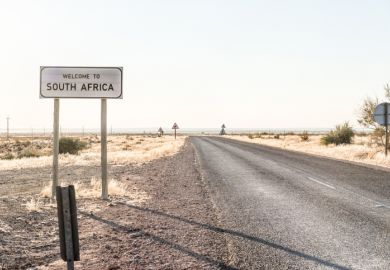 A sign reading: "Welcome to South Africa" A sign reading: "Welcome to South Africa"