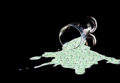 Spilt glass of milk made of binary numbers