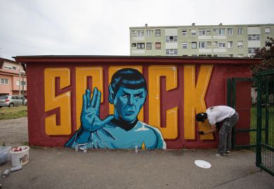 A mural showing Star Trek character Mr Spock in Zagreb, Croatia