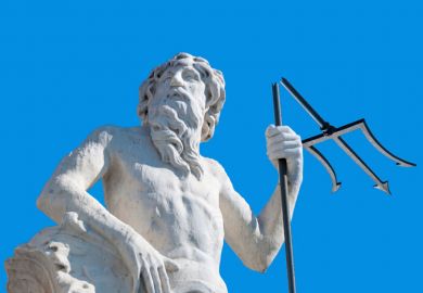 Statue of god with broken trident Statue of god with broken trident