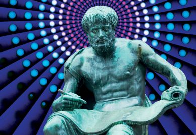 Statue of seated man writing on scroll