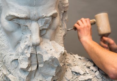 Statue being worked on