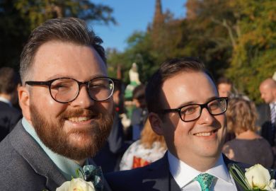 Steven Vaughan and Digby York on their wedding day