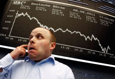 Trader reacts to DAX index board, Frankfurt stock exchange Trader reacts to DAX index board, Frankfurt stock exchange