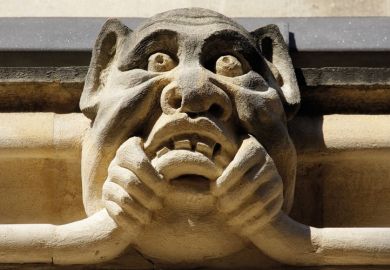 Stone pig gargoyle on wall