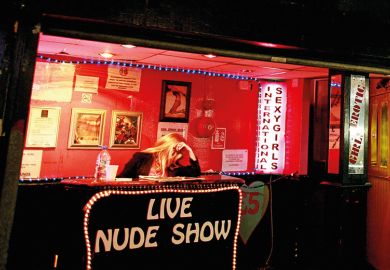 General view of a strip club in Soho, central London. For a story about research in to university students working in the sex industry