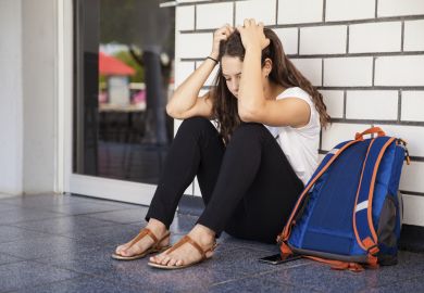 Stressed university student