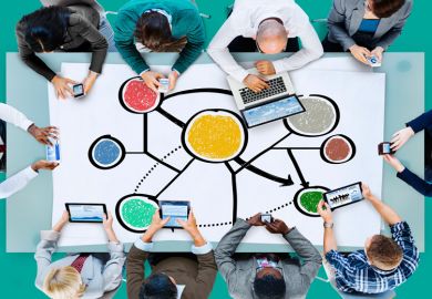 Students sharing data using mobile devices