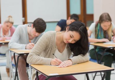 Students taking an exam