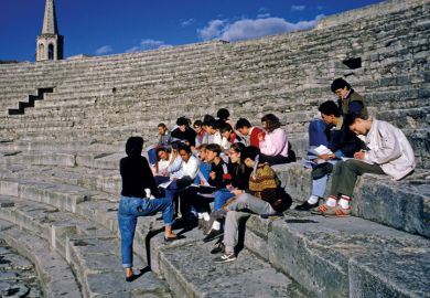 Students visit Roman Antique Theater, Arles, Bouches-du-Rhone