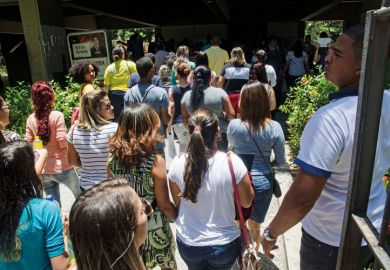 Students waiting to sit Enem exam, Recife, Brazil
