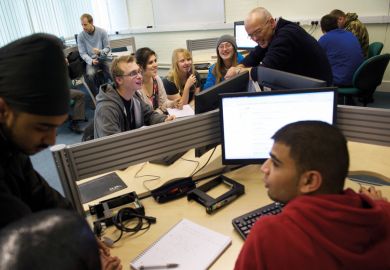 Students working at computers