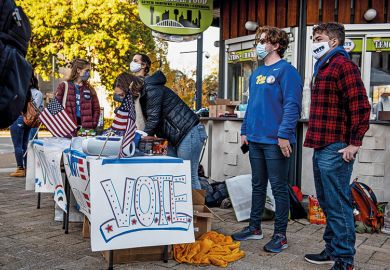 University of Pittsburgh students with Biden/Harris signs and stickers