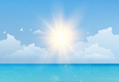 Sun shining on sea (illustration)