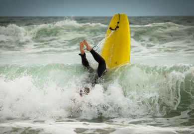 Surfer having a wipeout, too illustrate that universities should not be too quick to torpedo the idea of an overseas student levy, in case they end up with something worse. Surfer having a wipeout, too illustrate that universities should not be too quick to torpedo the idea of an overseas student levy, in case they end up with something worse.