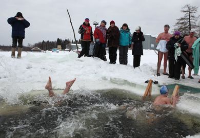 Swimming in icy water Swimming in icy water