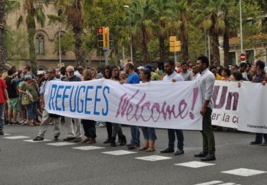 Pro-refugee demonstration, Barcelona Pro-refugee demonstration, Barcelona