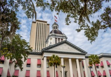 Tallahassee, FL, USA - Feb 15, 2019 The huge outside preserve grounds of the Old Capital of Florida