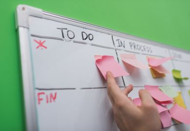 Sticky notes on a task board