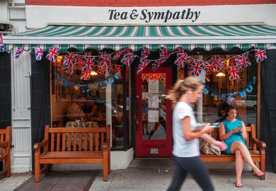 British restaurant Tea & Sympathy on Greenwich Avenue in New York, USA. To illustrate that Britain should provide more global talent funding poach American scientists fleeing Trump cuts. British restaurant Tea & Sympathy on Greenwich Avenue in New York, USA. To illustrate that Britain should provide more global talent funding poach American scientists fleeing Trump cuts.