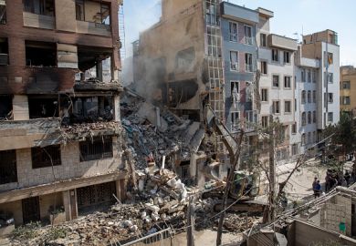 A destroyed residential building in Tehran