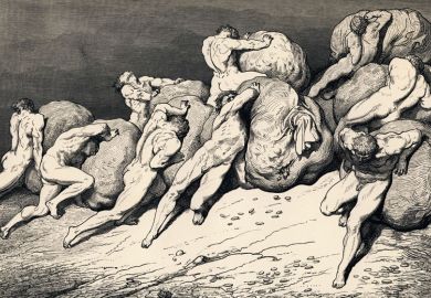 The Hoarders and Wasters illustration (1857), Divine Comedy, Dante Alighieri The Hoarders and Wasters illustration (1857), Divine Comedy, Dante Alighieri