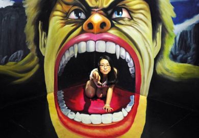 asian woman with hulk painting