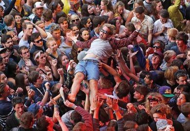 fans crowd surf