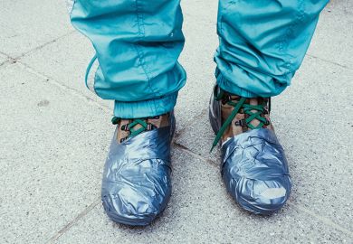 Boots wrapped in tape