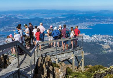Crowd of tourists on Mount Wellington