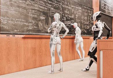 Robots at a blackboard