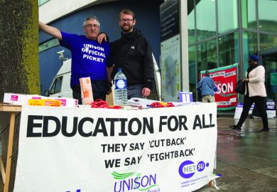 Max Watson (R), UNISON National Executive Council and London Metropolitan University UNISON Branch Secretary, with a fellow union member on the picket line outside London Metropolitan University Max Watson (R), UNISON National Executive Council and London Metropolitan University UNISON Branch Secretary, with a fellow union member on the picket line outside London Metropolitan University