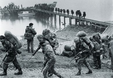 British Army troop in the Falklands