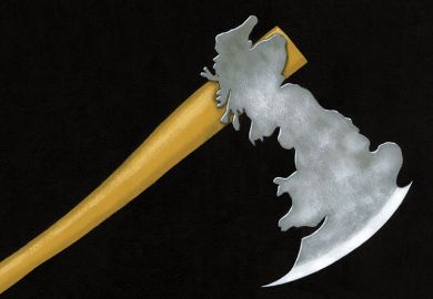 Illustration of map of UK as an axe