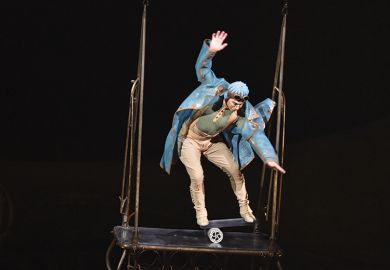 An artist performs at a media preview in the all-new Cirque du Soleil production KURIOS  Cabinet of Curiosities in Sydney on October 1, 2019