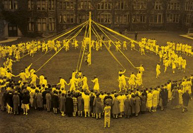 May Pole Dance on college grounds