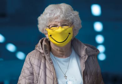 Elderly woman wearing mask