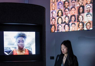 'AI, Ain't I A Woman' by Joy Buolamwini/ The Algorithmic Justice League is displayed as part of the 'AI: More than Human' exhibition at the Barbican Curve Gallery on May 15, 2019 in London 'AI, Ain't I A Woman' by Joy Buolamwini/ The Algorithmic Justice League is displayed as part of the 'AI: More than Human' exhibition at the Barbican Curve Gallery on May 15, 2019 in London