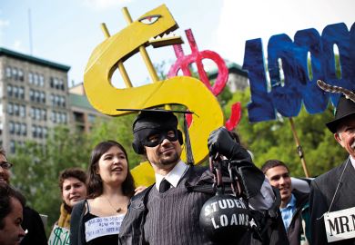 protest against the rising national student debt USA