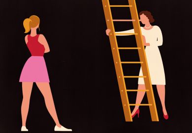 Illustration - Pinocchio nose as rung on ladder