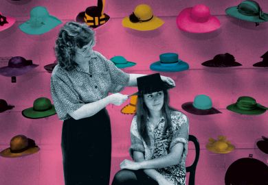 Woman trying on a hat