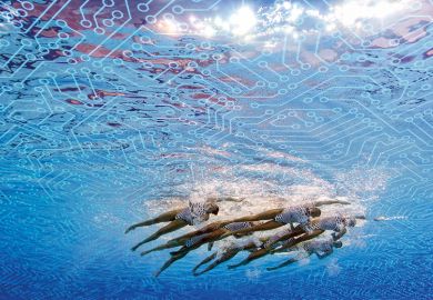 Synchronised swimmers and digital connections composite Synchronised swimmers and digital connections composite