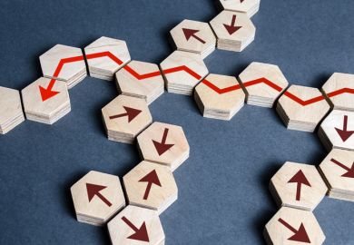 The red arrow finds its optimal path through many impassable options. Strategic planning, business development, search for new markets and opportunities. Risk management, making the right decisions