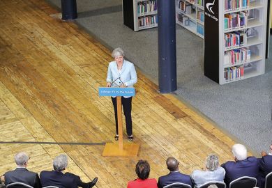 Theresa May giving speech