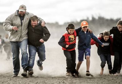 Three-legged race, Kalahari, South Africa, 2014
