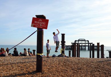 Tightrope on beach
