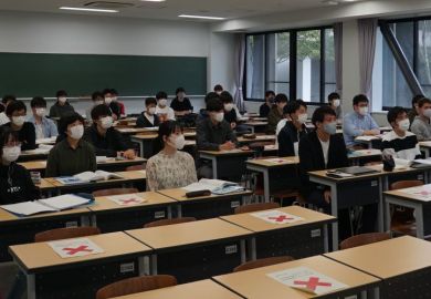 Students wearing masks in a classroom