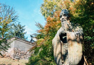 Tokyo, Japan - November 21, 2018 Statue of Confucius at Yushima Seido