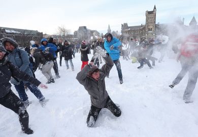 Snow fight in Toronto